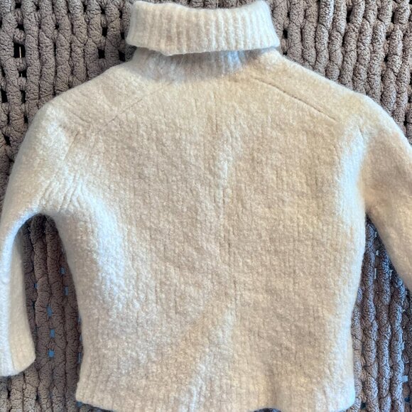 Mango Suit Woman's Organic & Alpeca Wool Cream CroppedSweater Size XXS - Picture 5 of 13